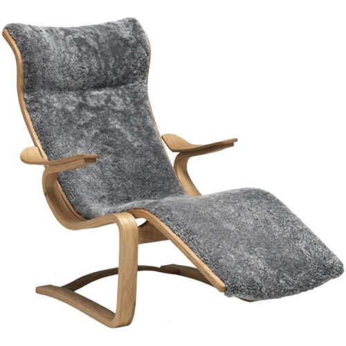 Kavaljeren liggfåtölj - fårskinn scandinavian grey/ ek