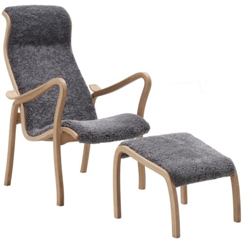 Torparen fåtölj & pall - fårskinn scandinavian grey/ ek
