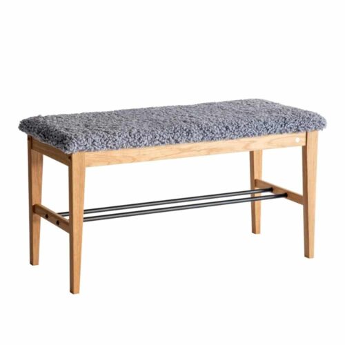 Cora bänk oljad ek/ fårskinn ljusgrå