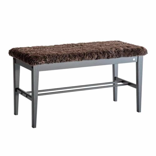 Cora bänk svartbetsad ek/ fårskinn brun