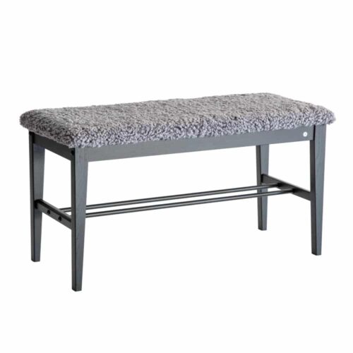 Cora bänk svartbetsad ek/ fårskinn ljusgrå