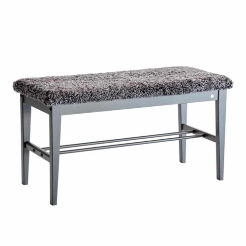 Cora bänk svartbetsad ek/ fårskinn mörkgrå