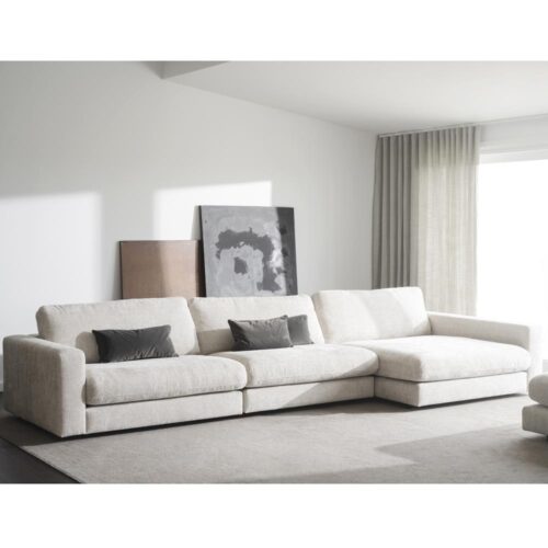 Duncan soffa med schäslong - tyg Robin ljusgrå