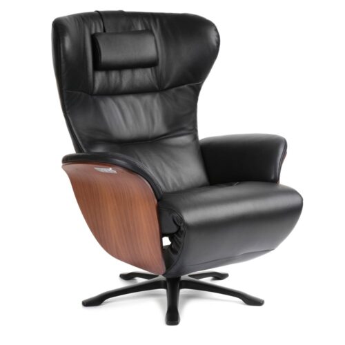 Aviora fåtölj med fotstöd - läder fantasy svart