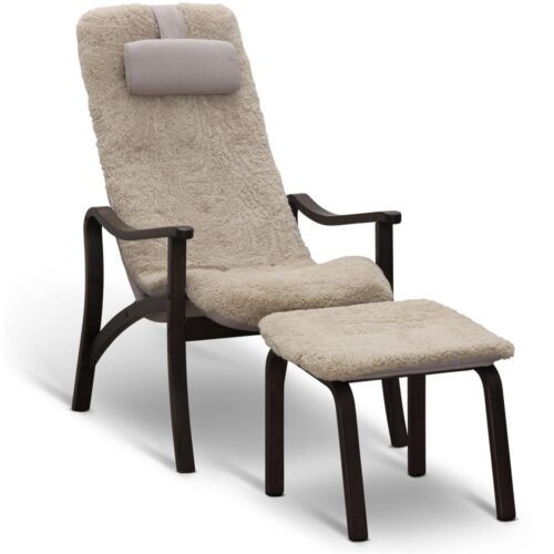 Gotland fåtölj inkl. fotpall - fårskinn moonlight/ rökt