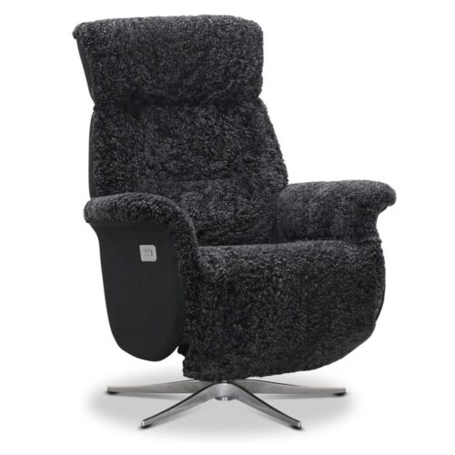 Lissabon fåtölj - fårskinn mörkgrå