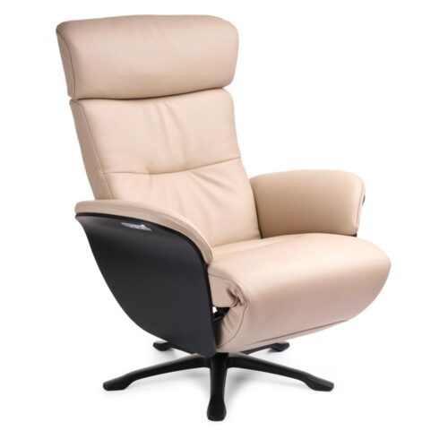 Nova fåtölj med fotstöd - läder dinara sand