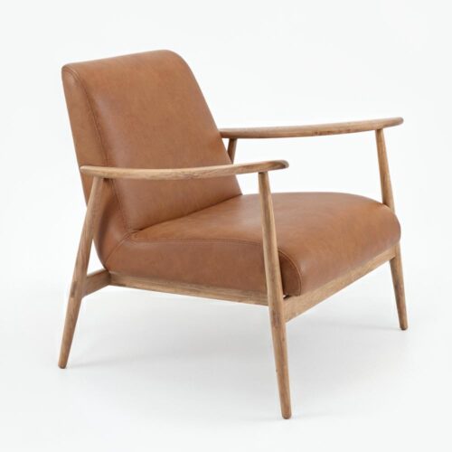 Aska loungefåtölj - läder dakar nature/ ek