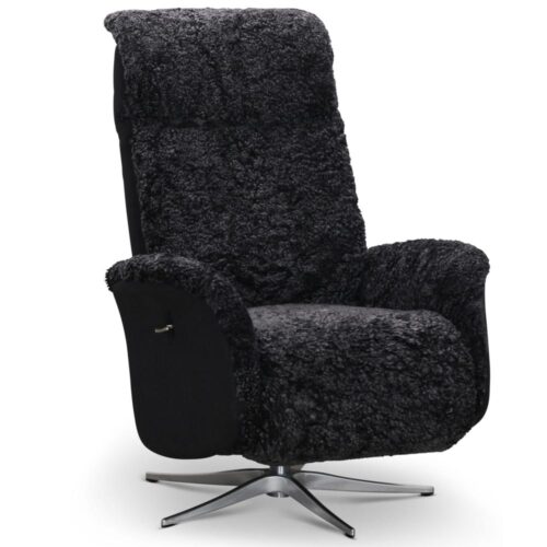 Tofta fåtölj - fårskinn mörkgrå