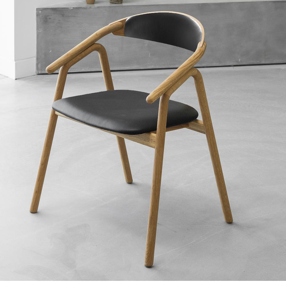 Veifa stol - oljad ek C4/ läder cansas black