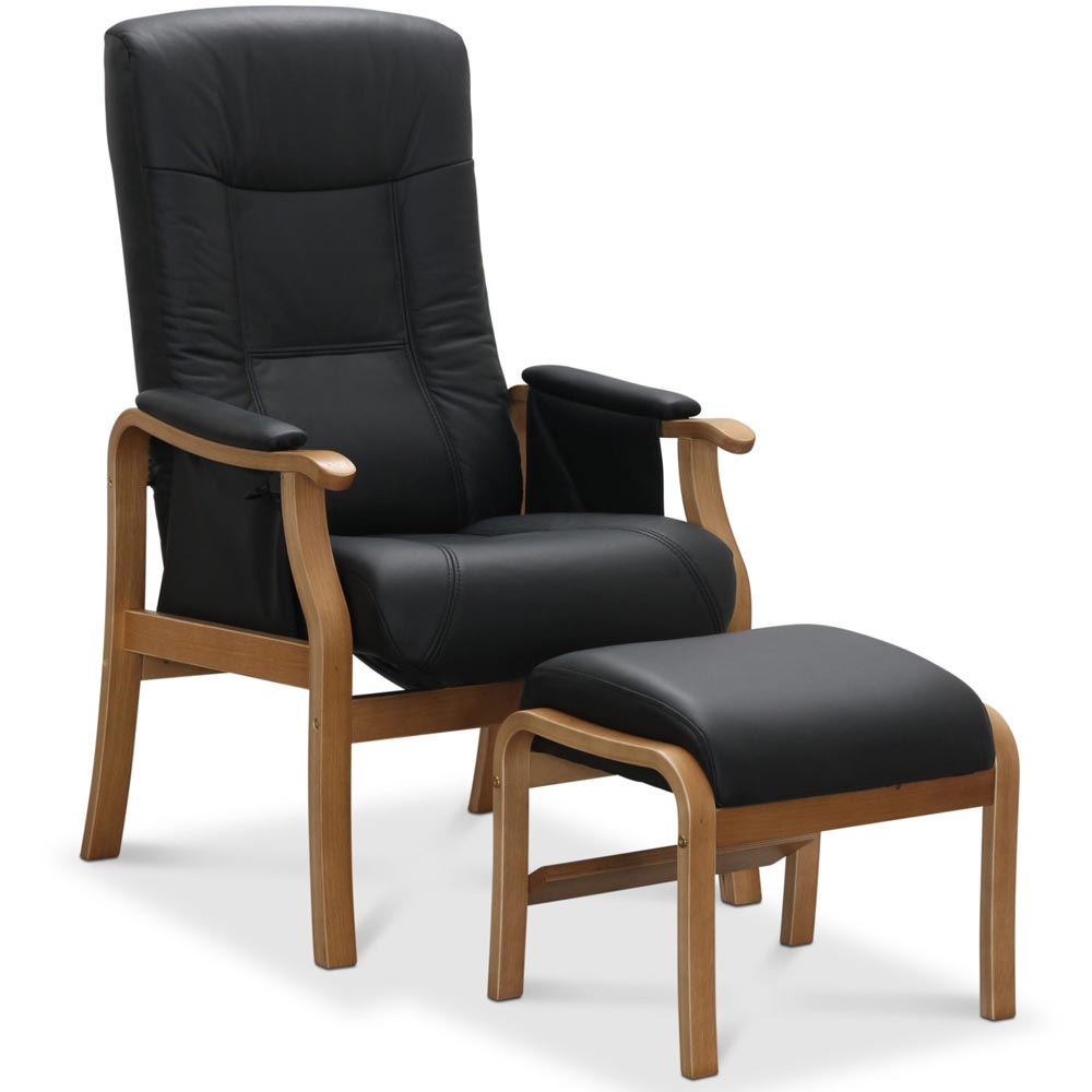 Bergen fåtölj inkl. fotpall - läder/pu svart
