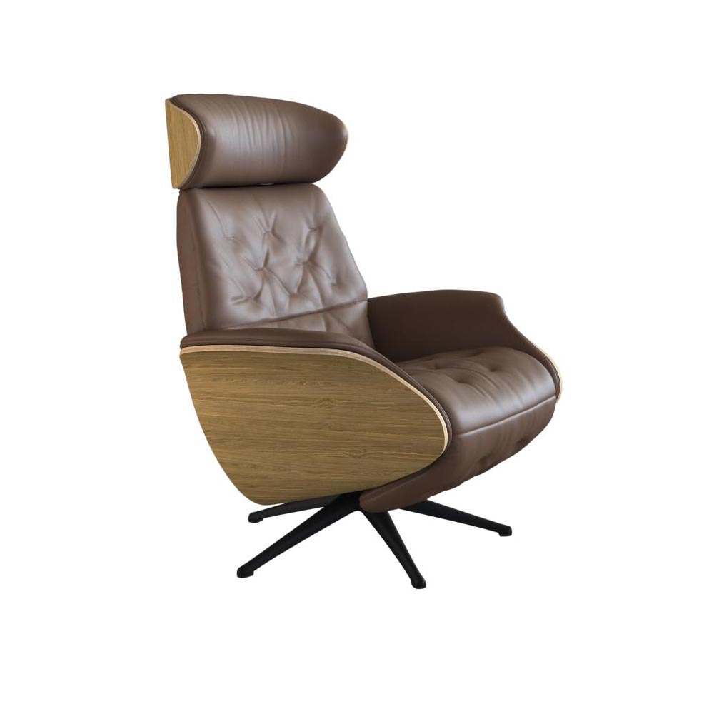 Volden reclinerfåtölj - läder savoy modena brown/ ek/ svart