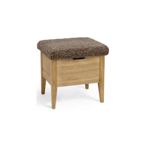 Klinte bänk 45 ek /äkta fårskinn beige