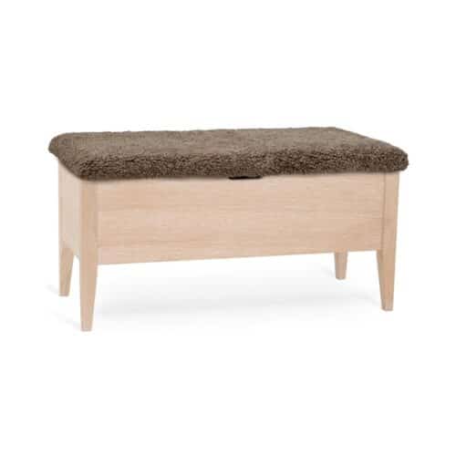 Klinte bänk 90 vitoljad ek /äkta fårskinn beige