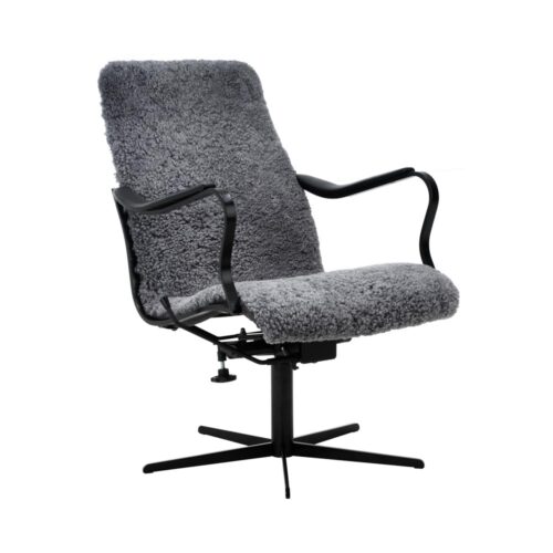 Chic fåtölj låg - fårskinn scandinavian grey