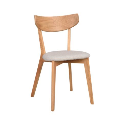 Ami stol lackad ek /grå-beige tyg