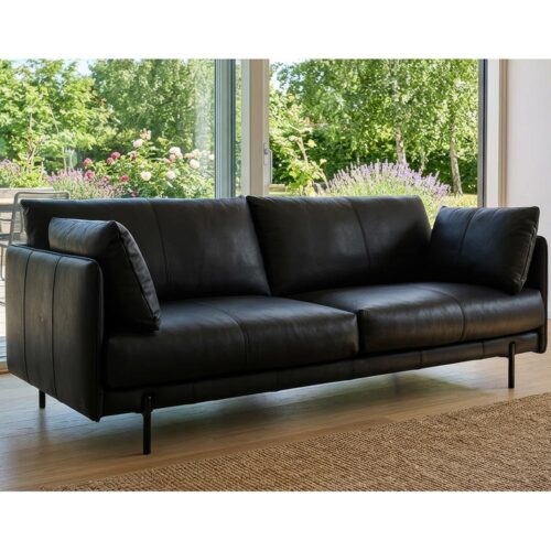 Morvane soffa – läder sauvage 602 svart